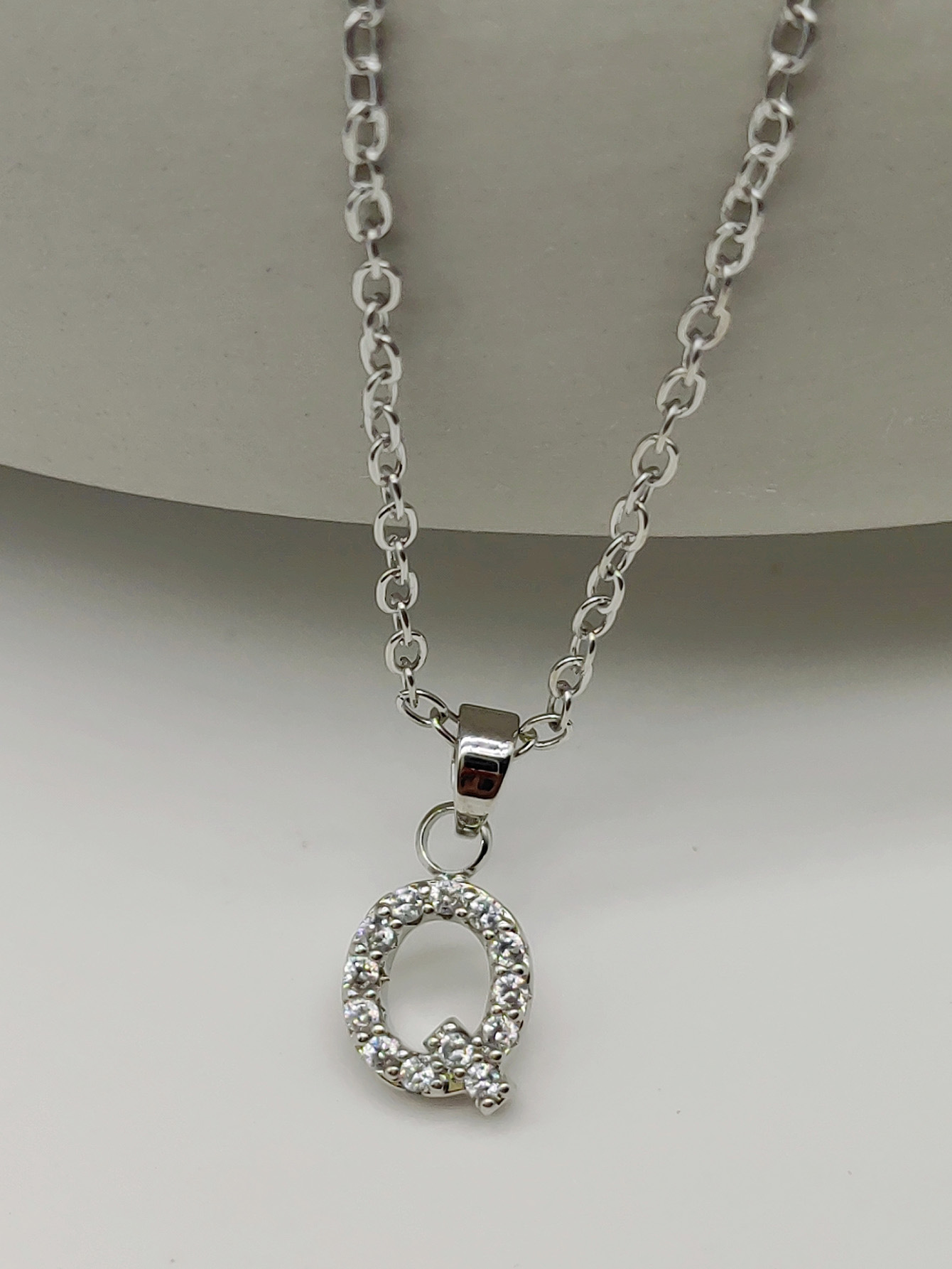 Silver Sparkling Initial Pendant