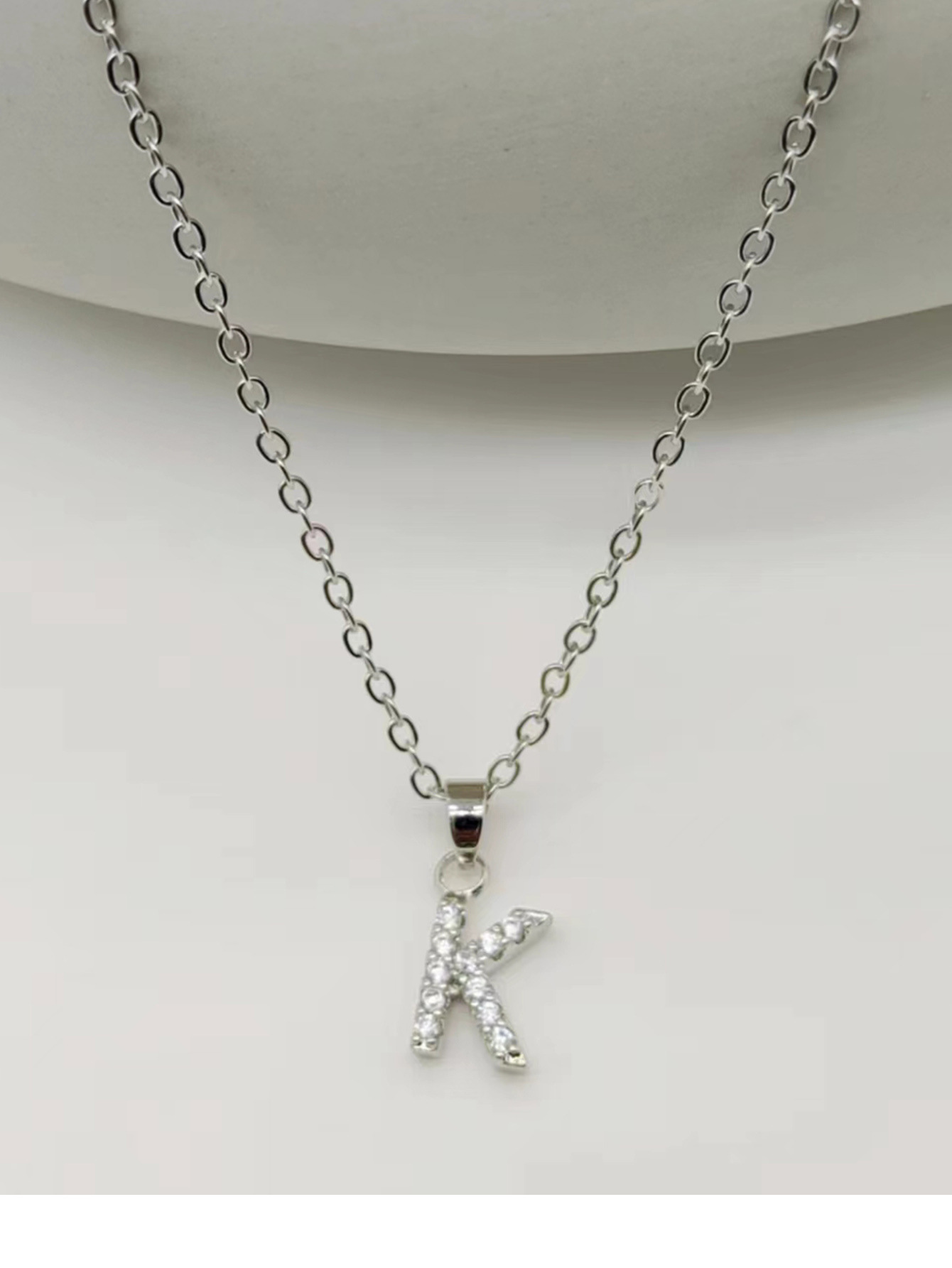 Silver Sparkling Initial Pendant