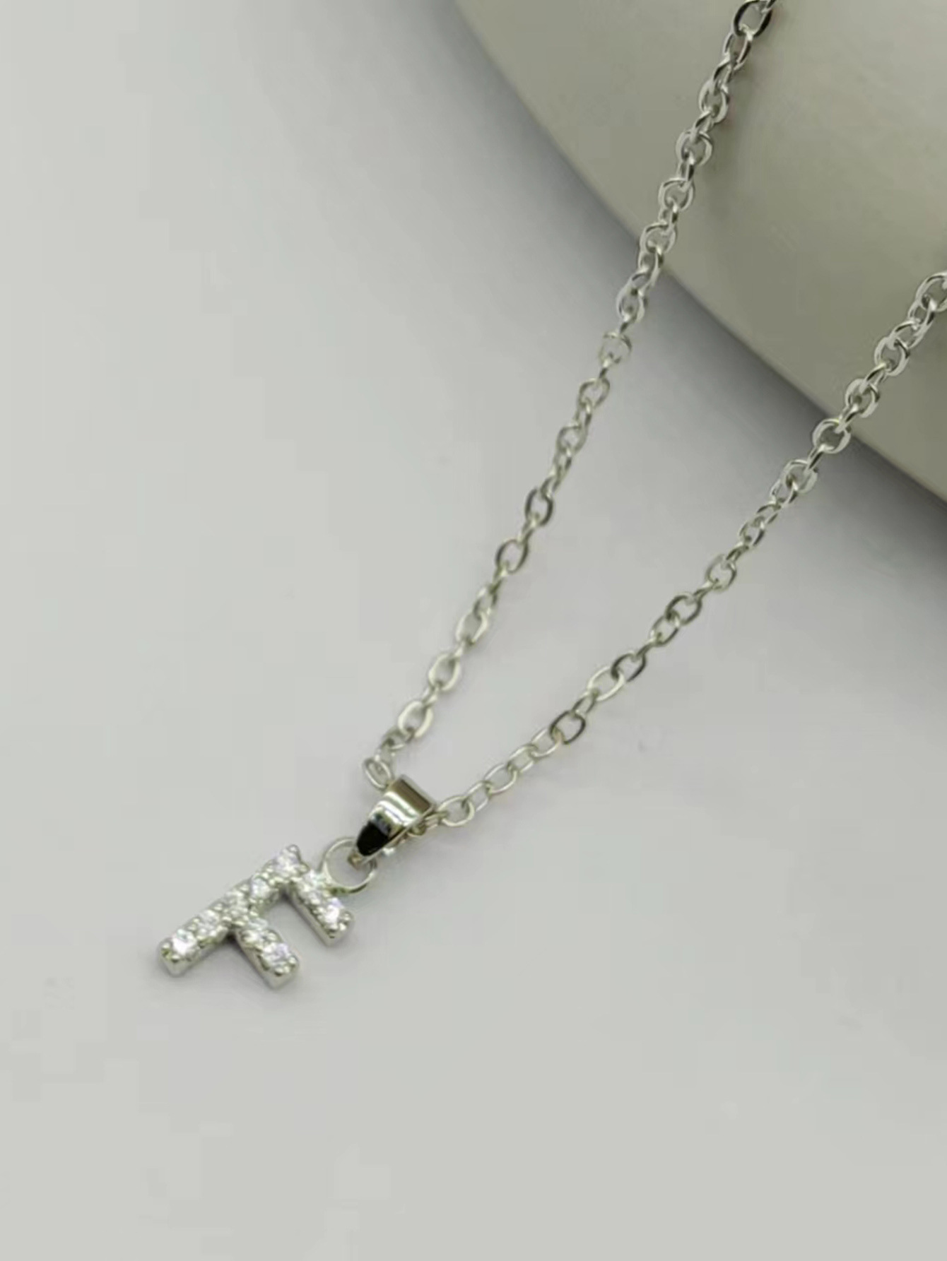 Silver Sparkling Initial Pendant