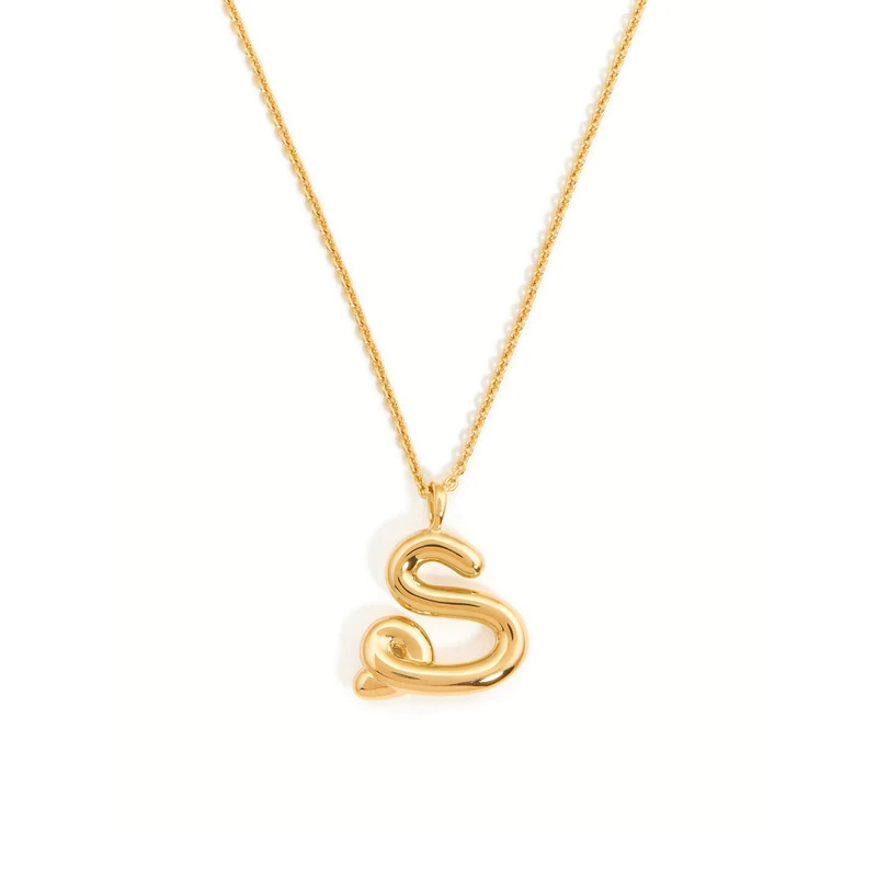 Curly Molten Initial Pendant Necklace