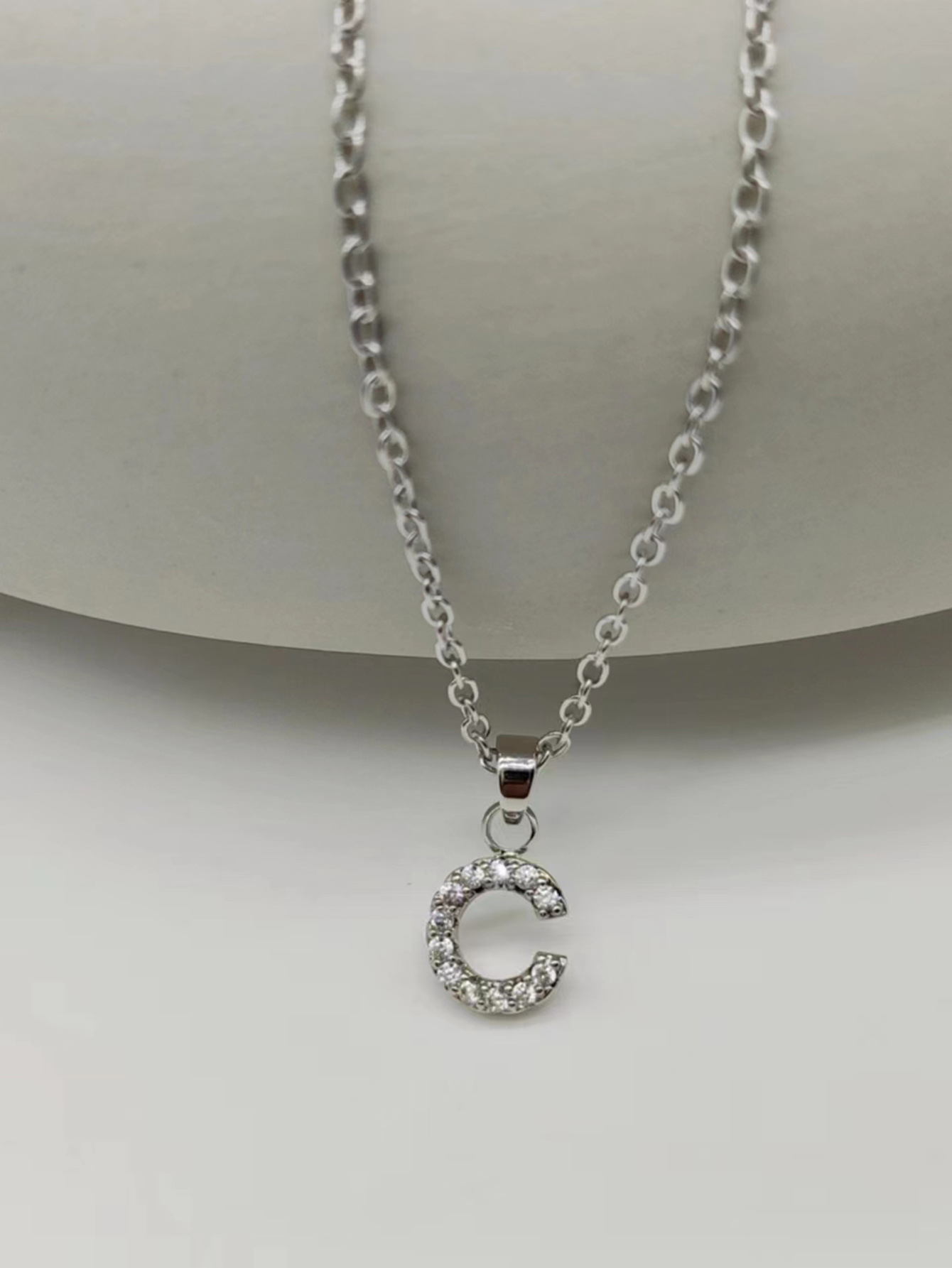 Silver Sparkling Initial Pendant