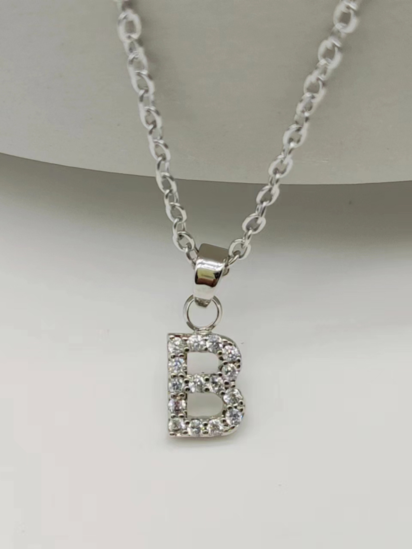 Silver Sparkling Initial Pendant