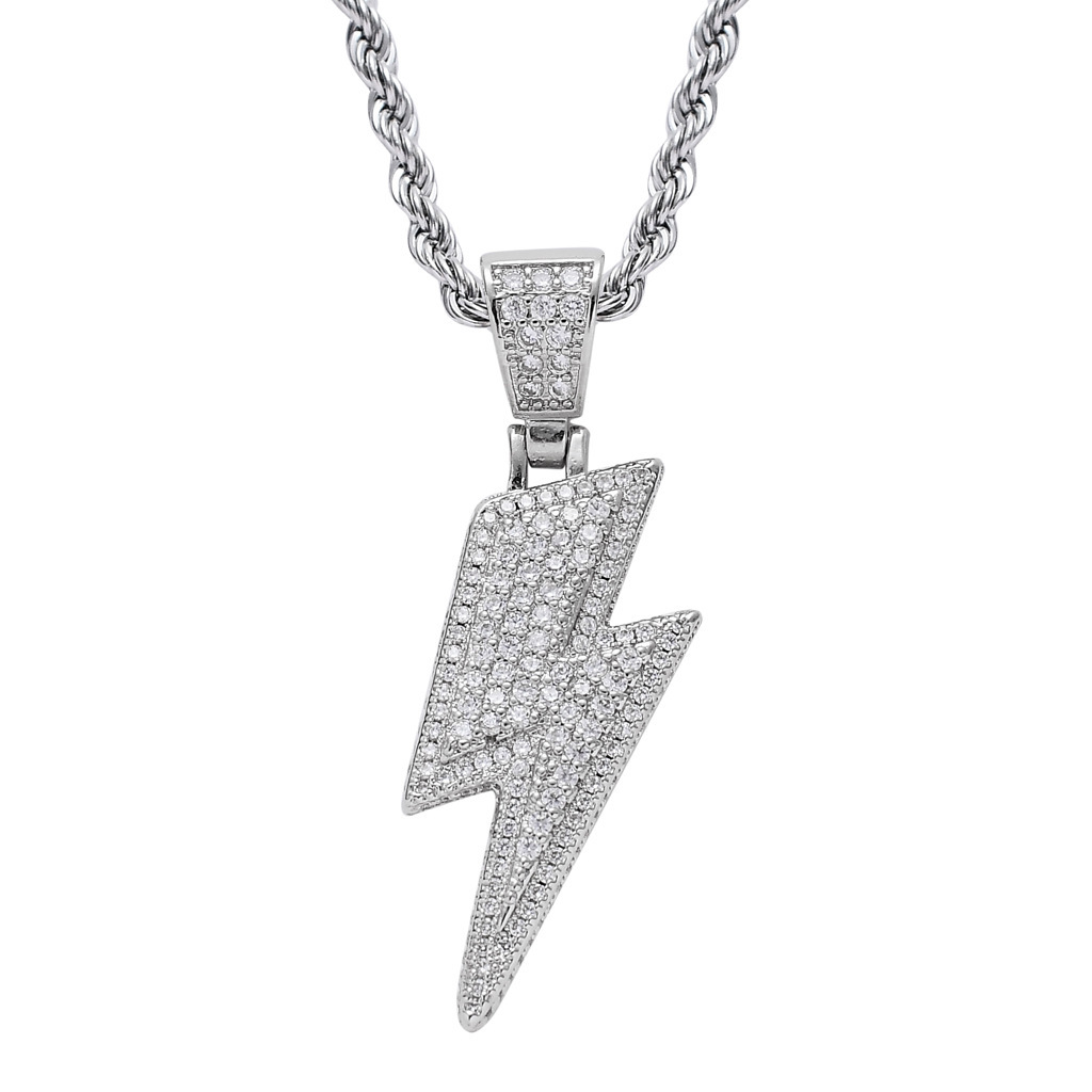 White Gold Lightening Bolt Pendant