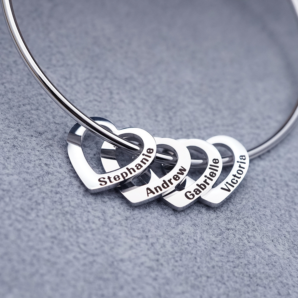 Bangle with Heart Pendants