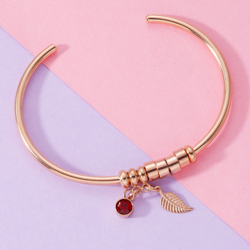 Open Bangle Bracelet with Birthstone