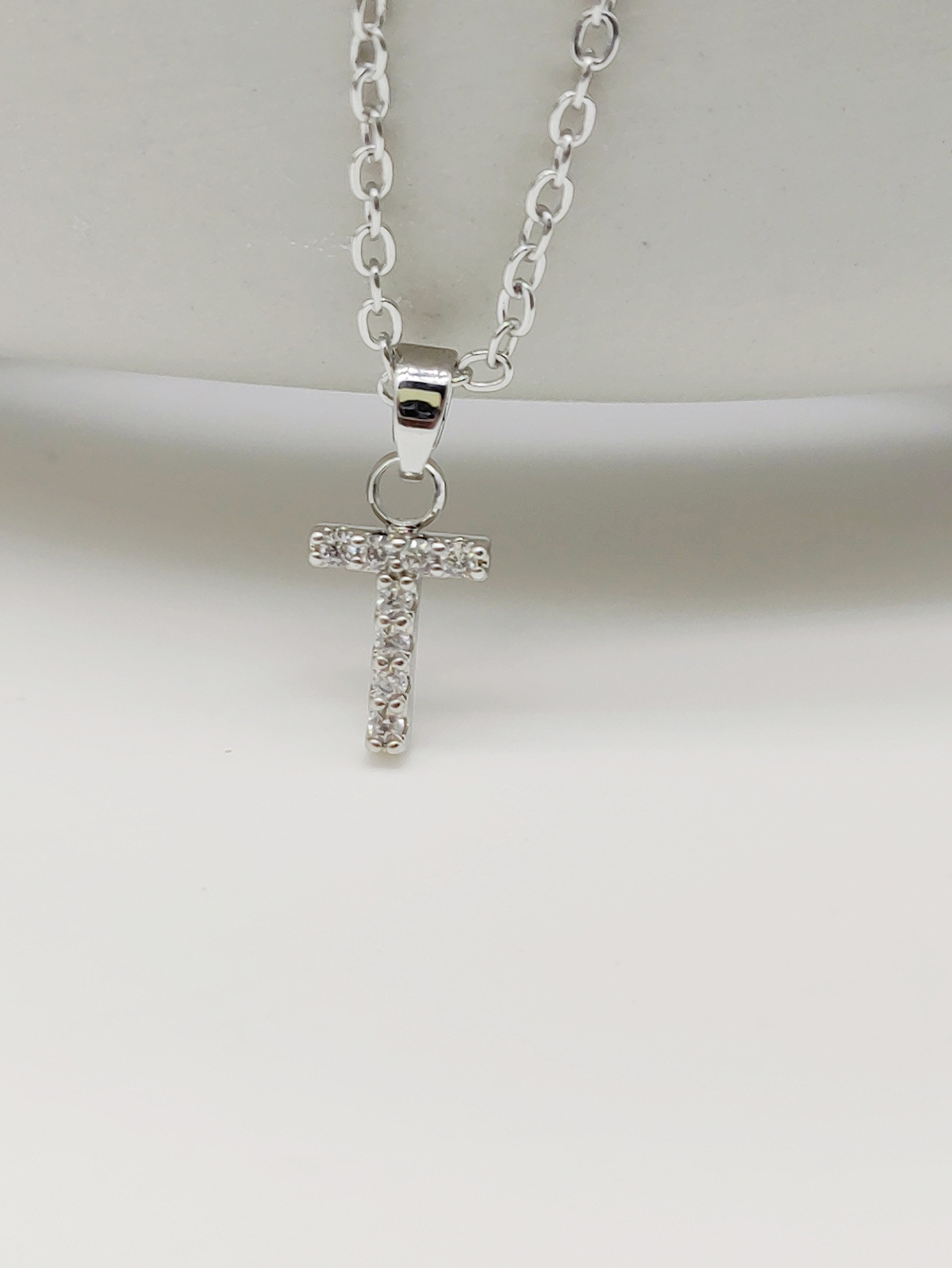 Silver Sparkling Initial Pendant