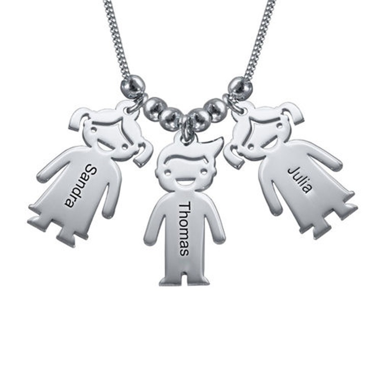 Mum Necklace with Engraved Kids Charms