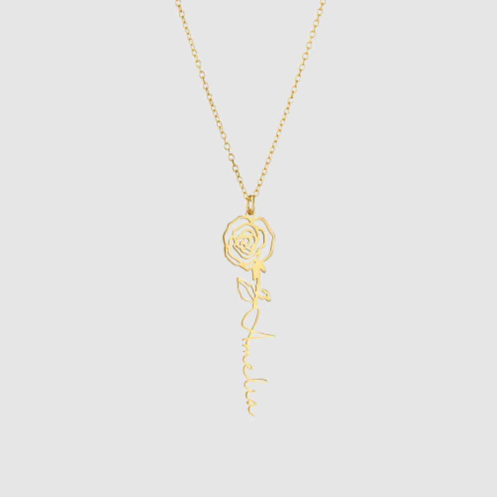 Personalized Flower Letter Love Pendant Necklace