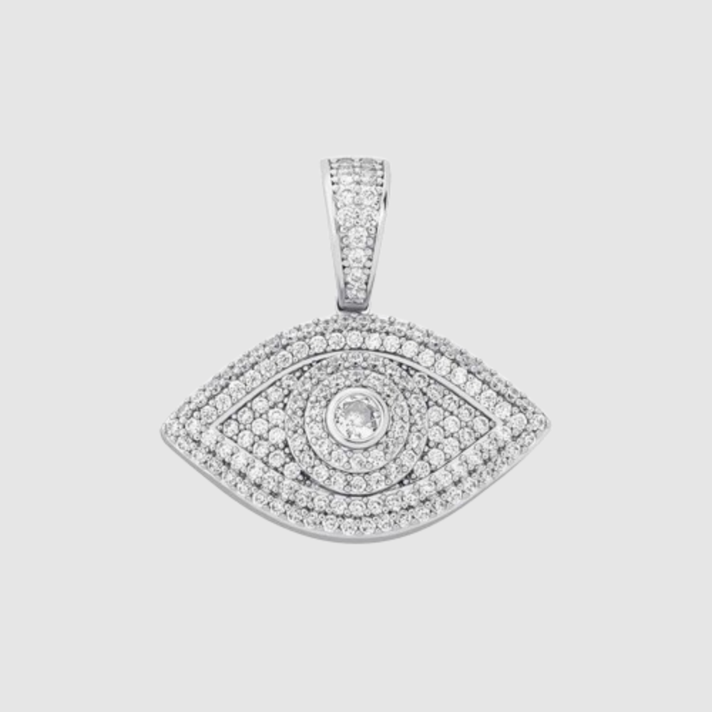White Gold Iced Eye Pendant