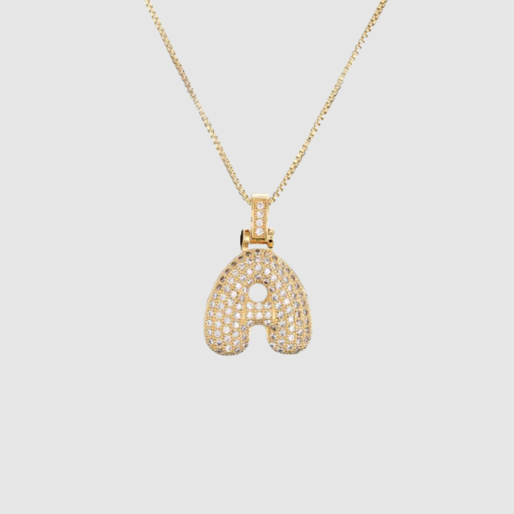 ICY Bubble Letter Initial Necklace