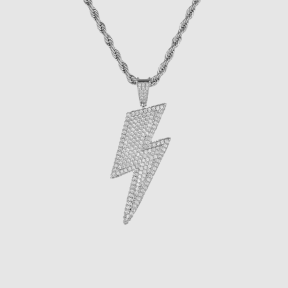 White Gold Lightening Bolt Pendant