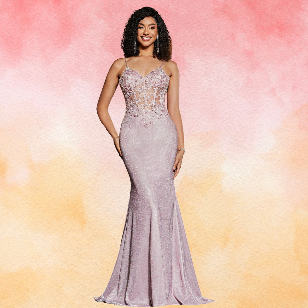 Pink Mermaid Spaghetti Straps Long Prom Dress