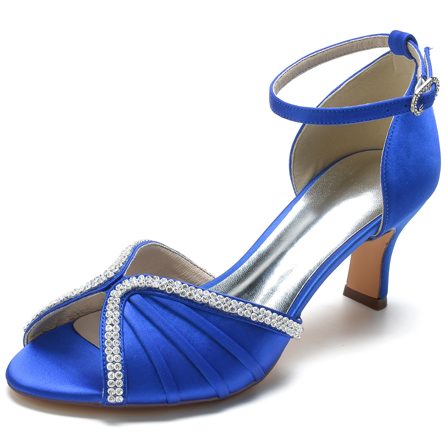 Peep Toe Ankle Strap Satin High Heel Wedding Sandals