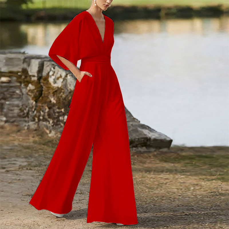 V-Neck Long Sleeves Floor-Length Evening Dress