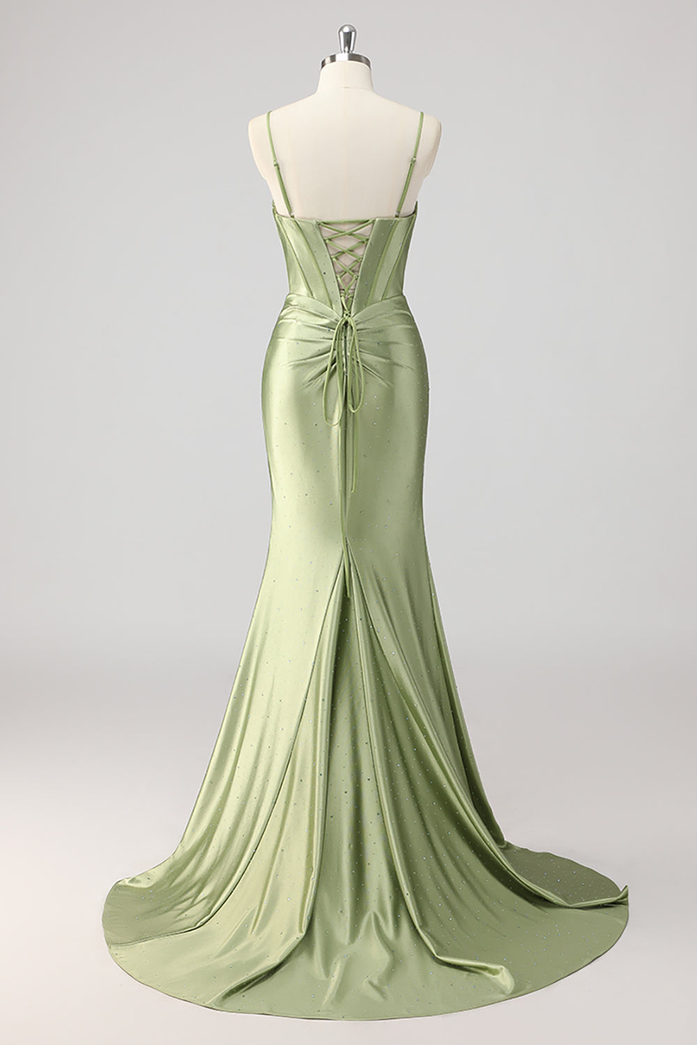 Green Mermaid Beaded Prom Dress with Slit
