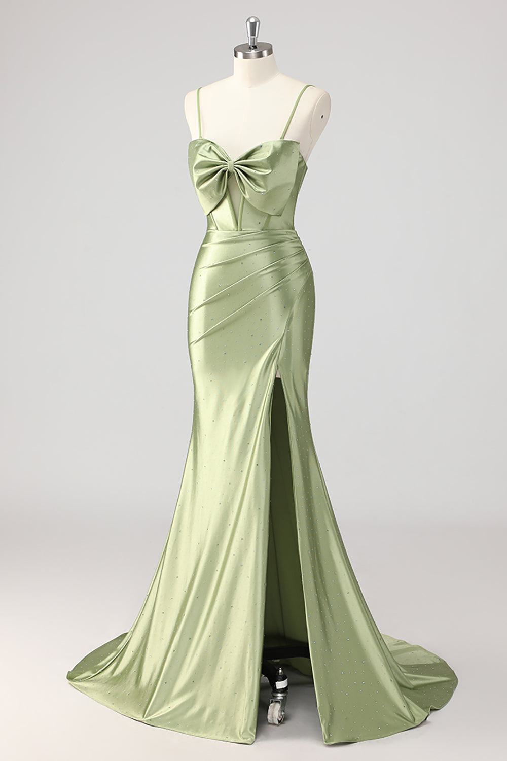 Green Mermaid Beaded Prom Dress with Slit