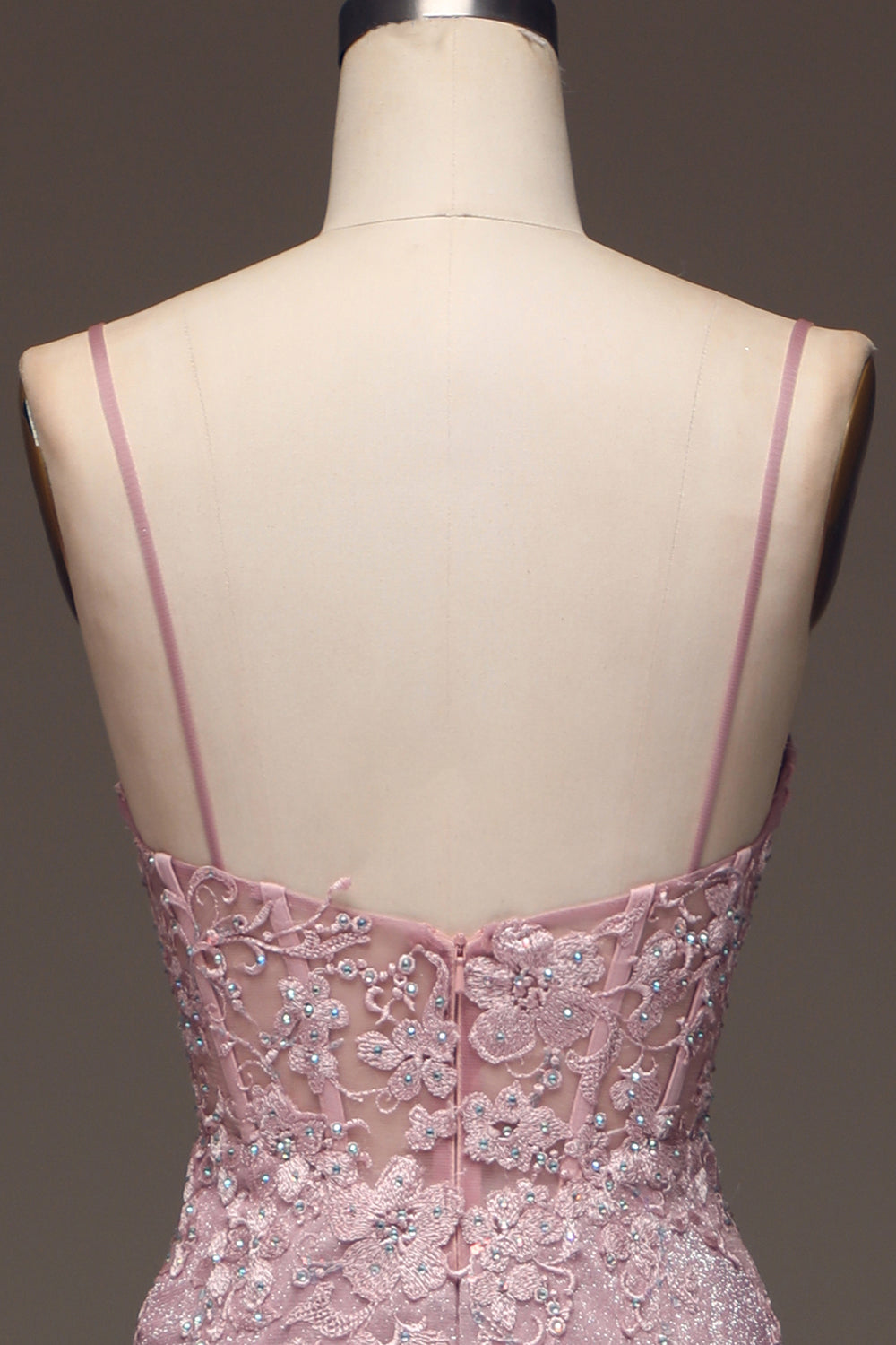Pink Mermaid Spaghetti Straps Long Prom Dress