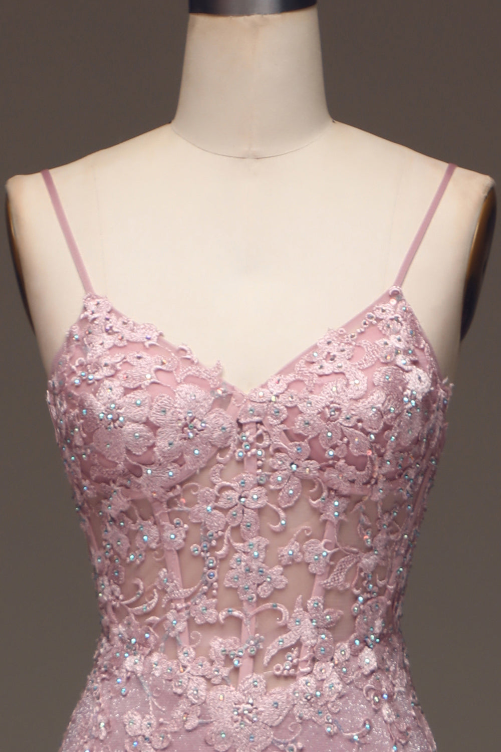 Pink Mermaid Spaghetti Straps Long Prom Dress
