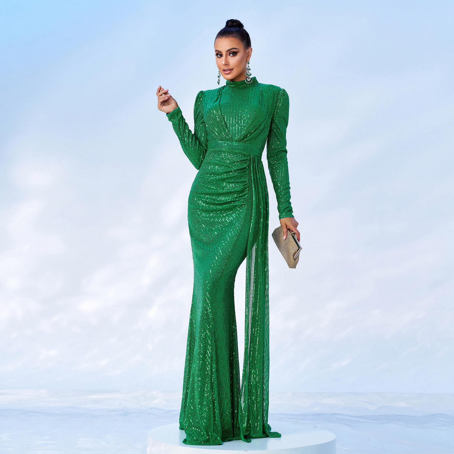 Sequin Split Long Sleeves Cocktail Dress