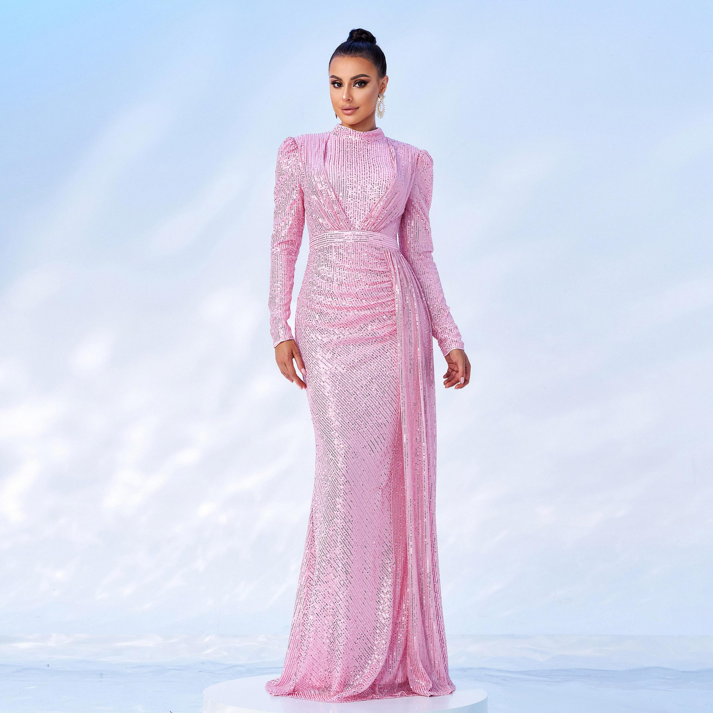 Sequin Split Long Sleeves Cocktail Dress