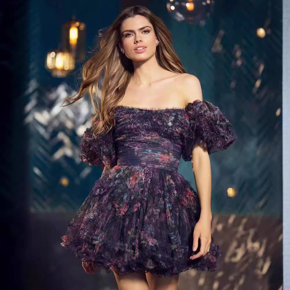 Corset Skater Tulle Ruffle Homecoming Dress