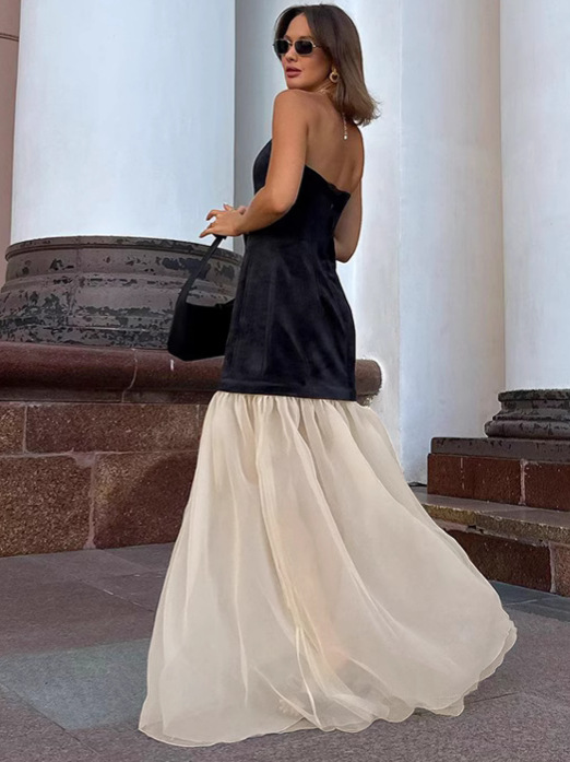 Elegant A-Line Sweep Train Prom Dress
