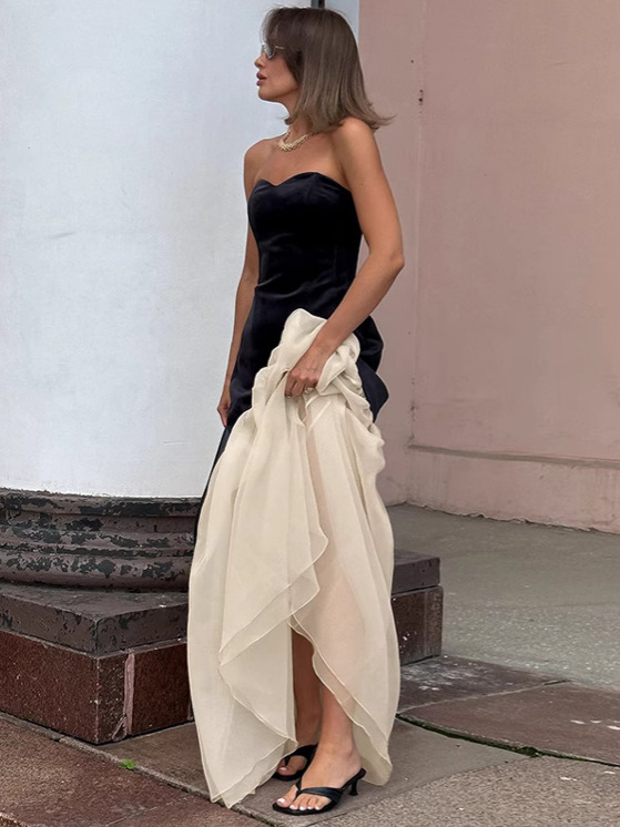 Elegant A-Line Sweep Train Prom Dress