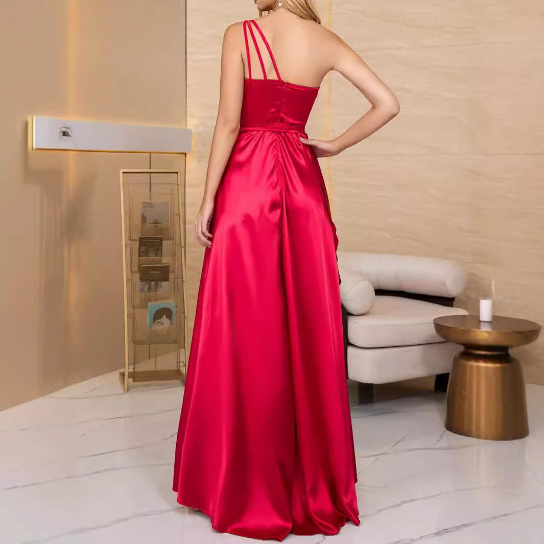 A-Line High Split Sweep Train Prom Dress