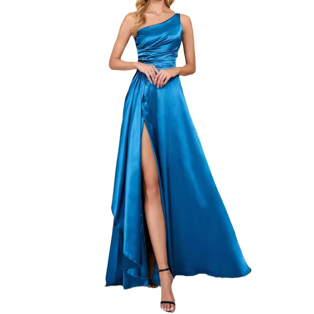 A-Line High Split Sweep Train Prom Dress