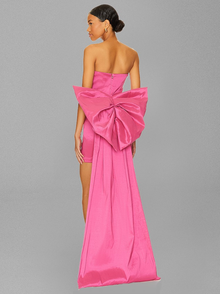 Unique Fitted Satin Bow Homecoming Dress