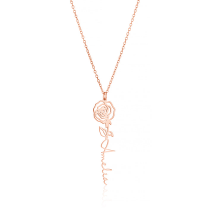 Personalized Flower Letter Love Pendant Necklace