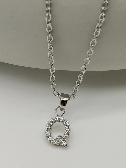 Silver Sparkling Initial Pendant