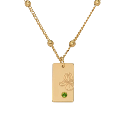 Birth Flower & Stone Necklace in 18ct Gold Plating