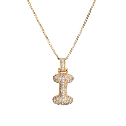 ICY Bubble Letter Initial Necklace