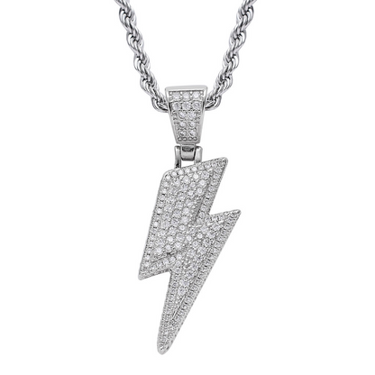 White Gold Lightening Bolt Pendant