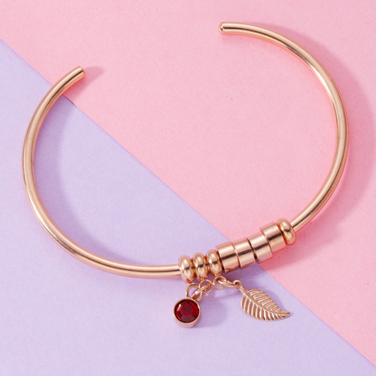 Open Bangle Bracelet with Birthstone