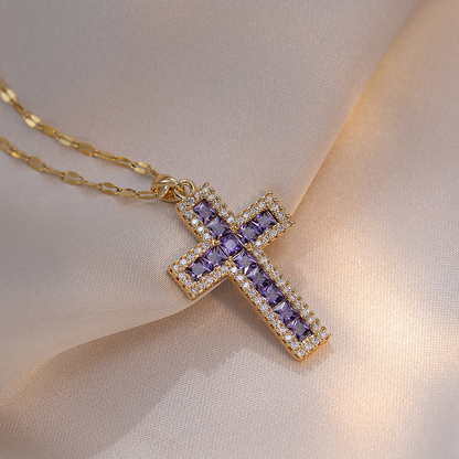 Simple Cross Zircon Pendant