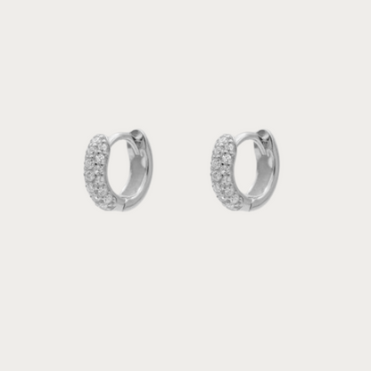 Silver CZ Huggie Earrings