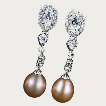Silver Pearl Long Earrings