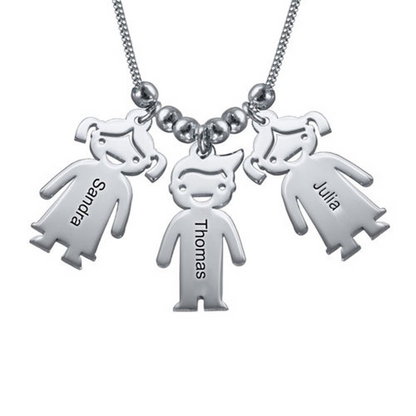 Mum Necklace with Engraved Kids Charms
