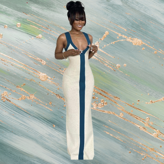 White Deep V Neck Sleeveless Knit Dress