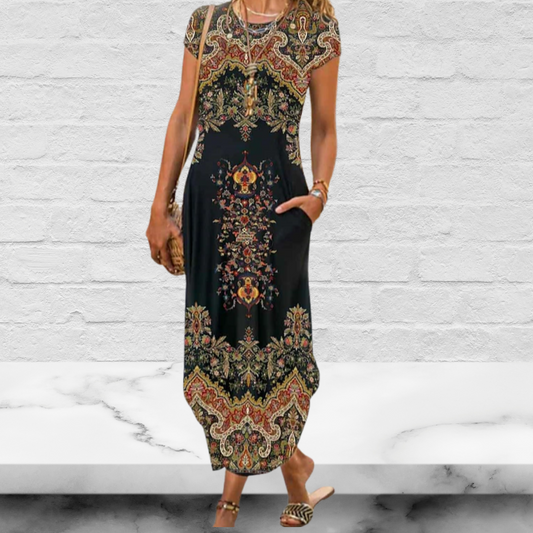 Printed Short Sleeves Casual T-Shirt Dress