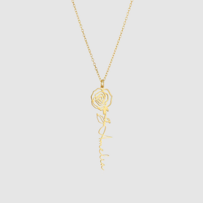 Personalized Flower Letter Love Pendant Necklace
