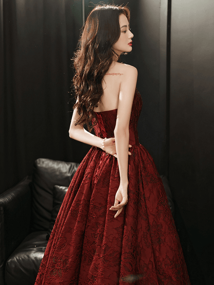 Elegant A-Line Strapless Embroidered Floor-Length Evening Dress