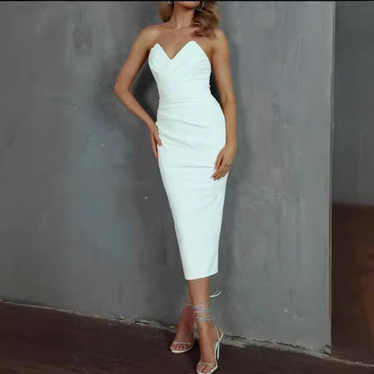 Satin Sweetheart Sleeveless Tea-Length Cocktail Dress