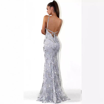 Sparkly Sequin V-neck Mermaid Prom Dress