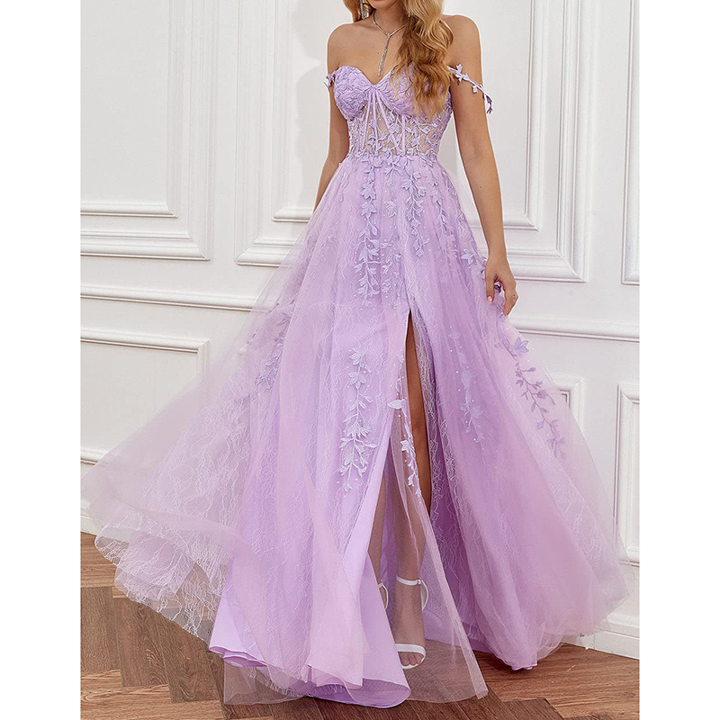 Thistle A Line Spaghetti Straps Applique Prom Dress