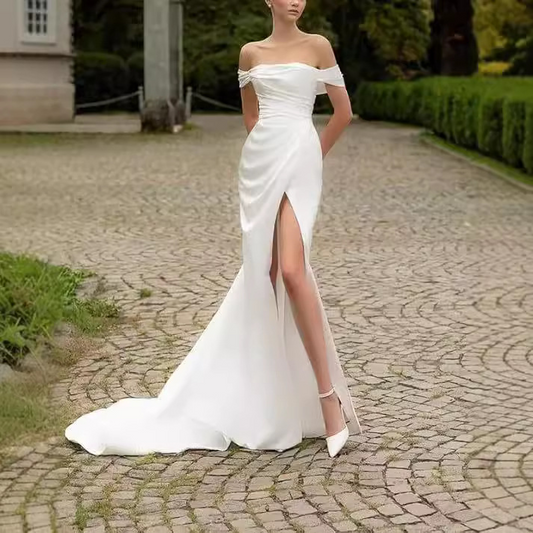 Mermaid Off-the-shoulder Chapel Train Wedding Dress