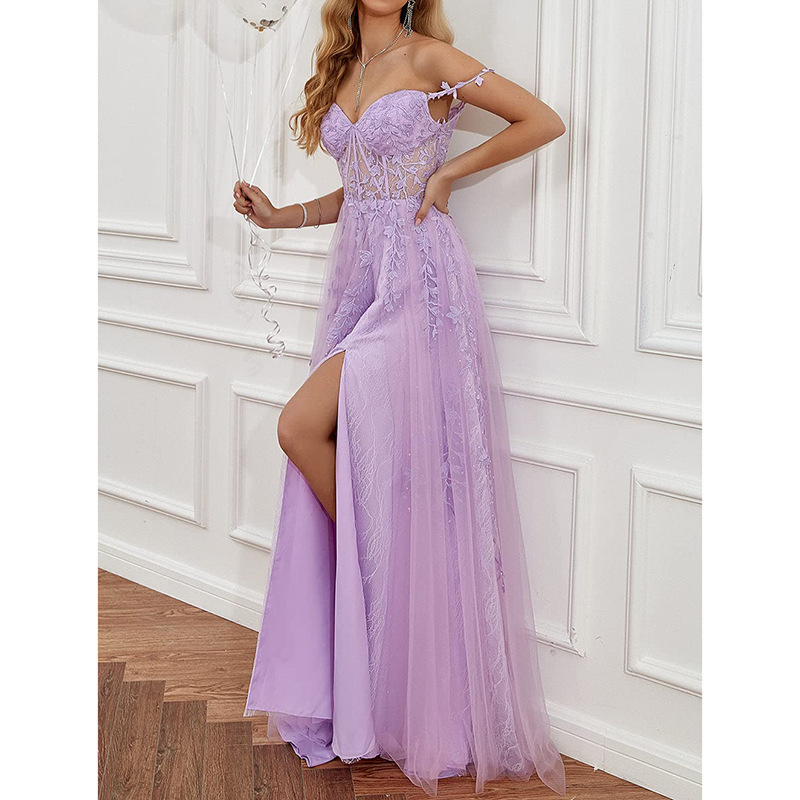 Thistle A Line Spaghetti Straps Applique Prom Dress