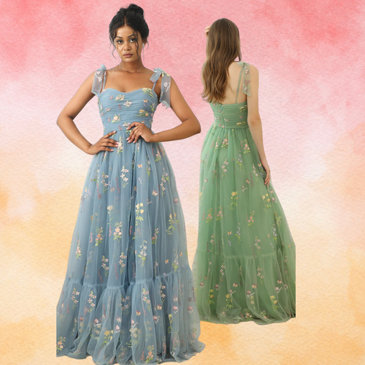 Embroidered Sleeveless Long Prom Dress